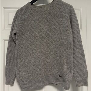 Barbour Lambswool Motorcycle Sweater Grey/Brown Ribbed Size M